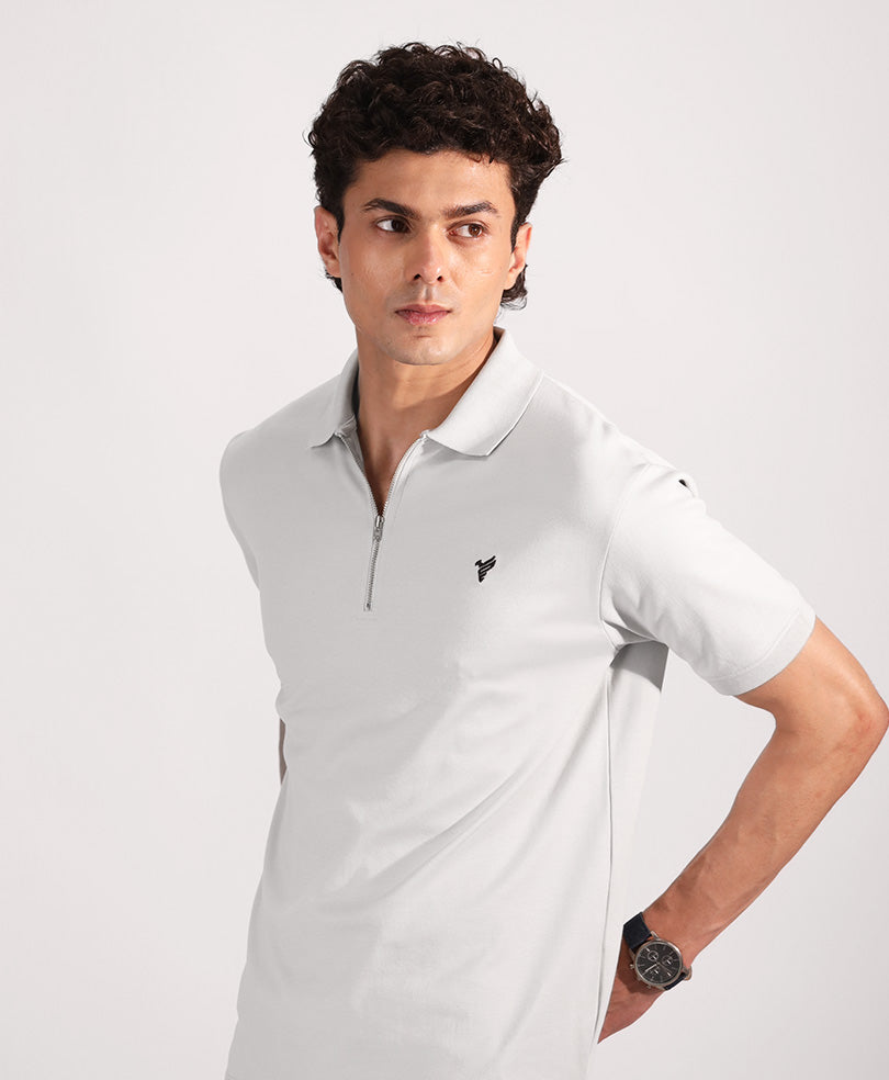 Dawn Blue Interlock Zip POLO