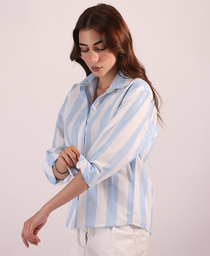 Blue Bold Striped Shirt (Women)