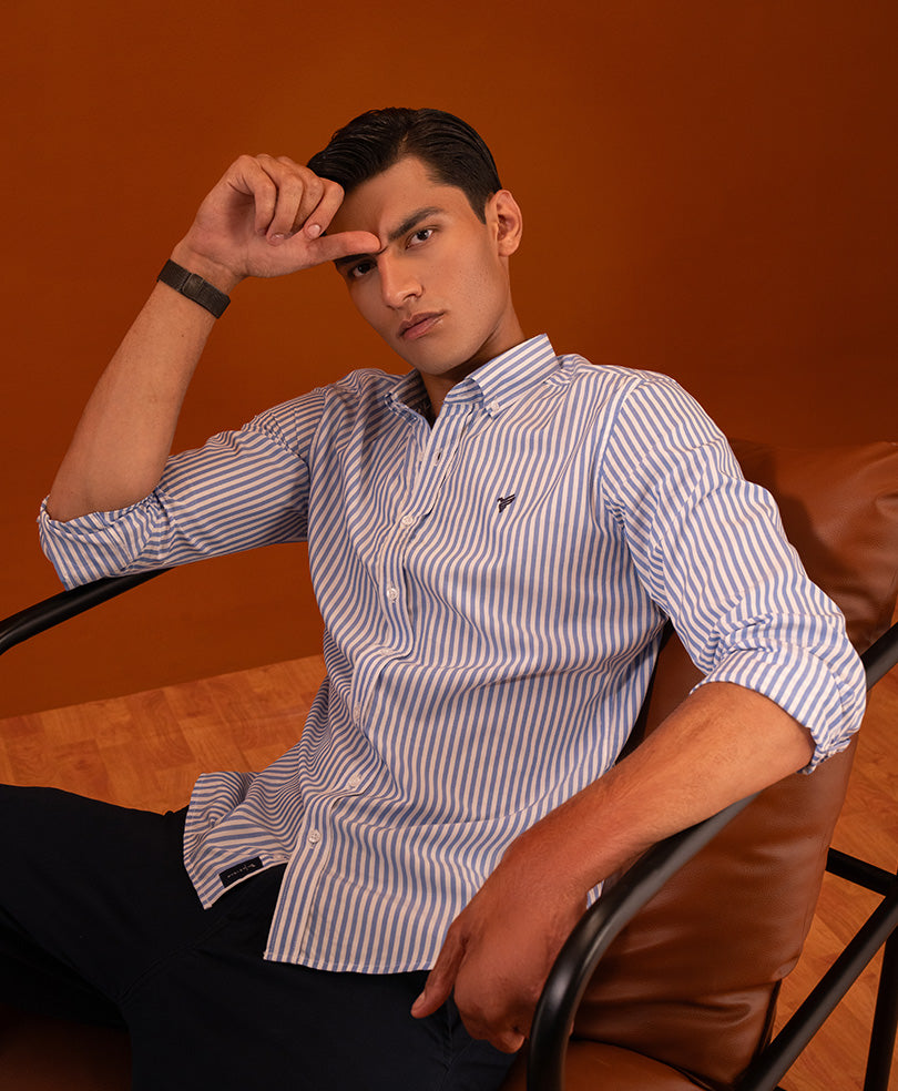 Blue Stripe Shirt (Slim / Modern Fit)