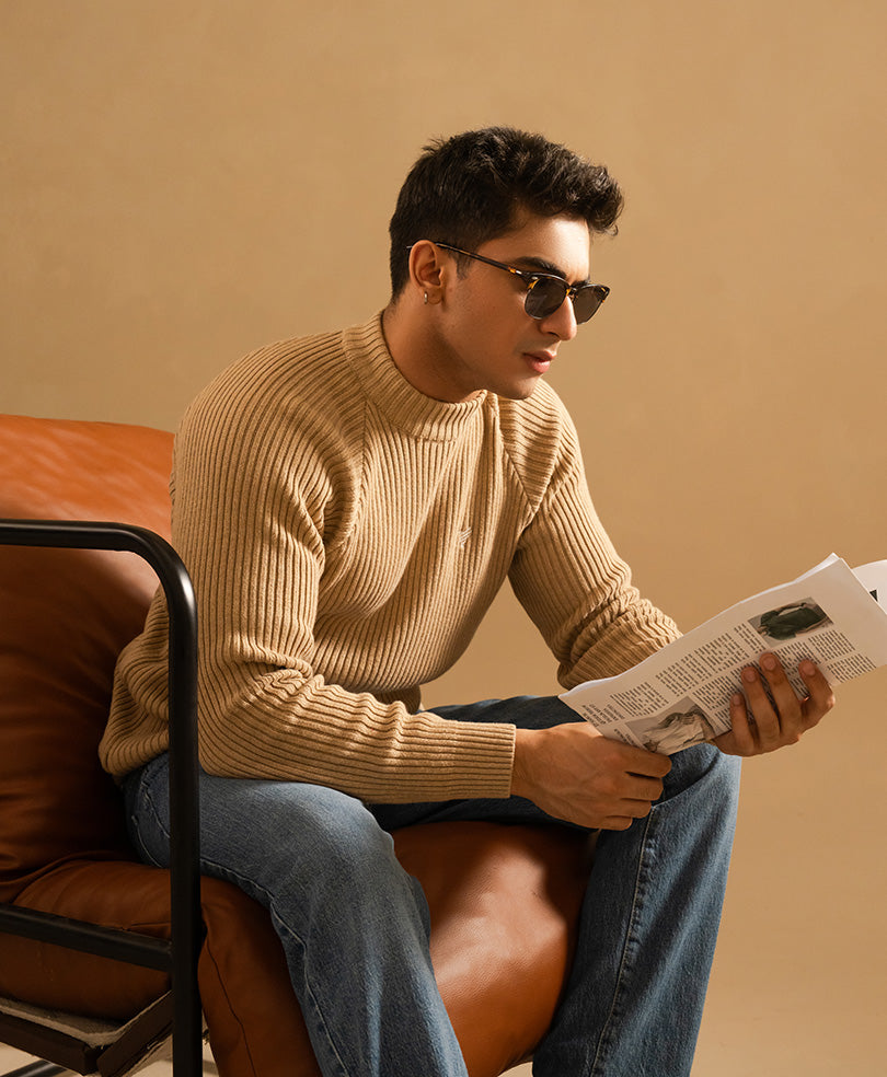 fitted mock turtleneck