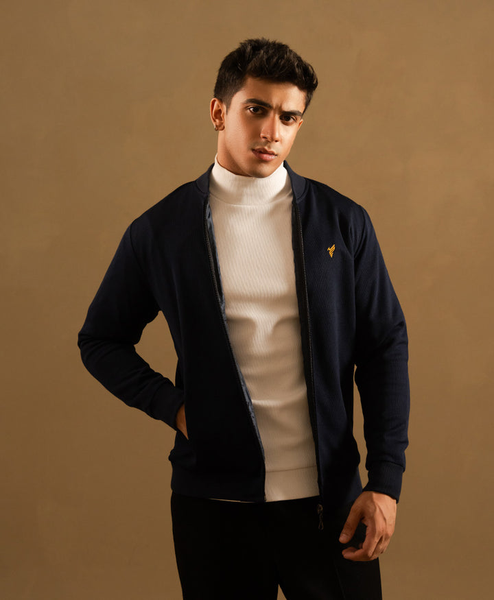 Navy Textured Jacket