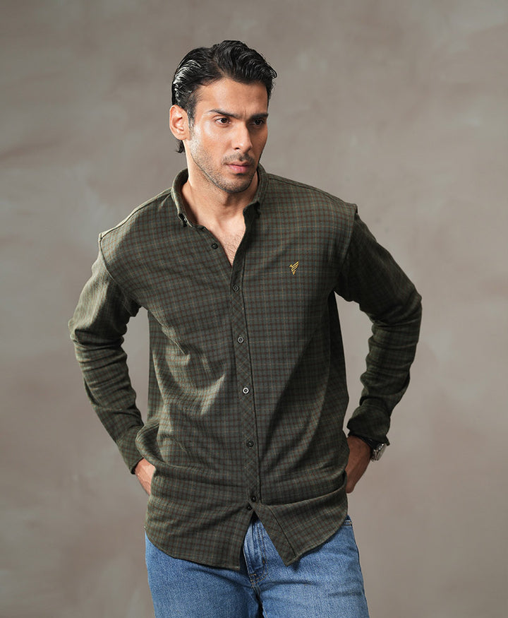 Green Flannel Shirt (Slim Fit)