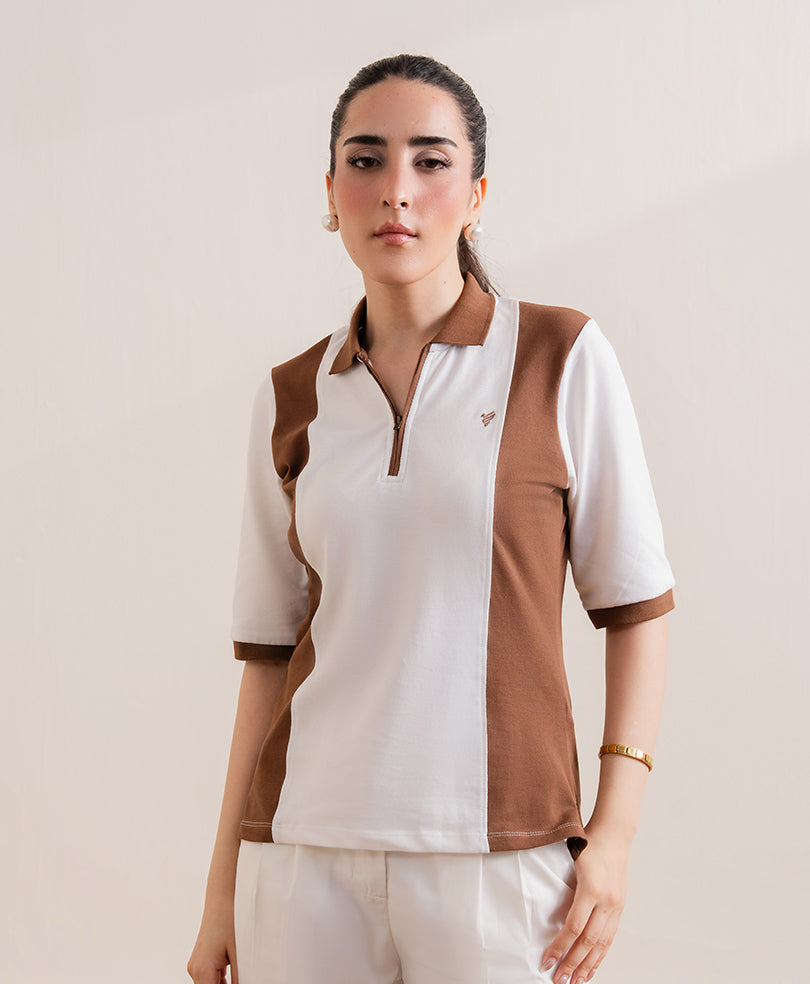 Toffee & White Panel POLO (Women)