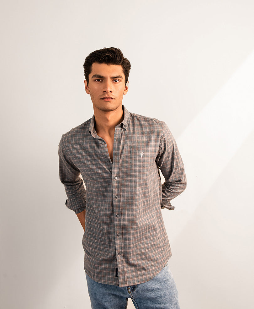 Micro Check Flannel Shirt (Slim / Modern Fit)