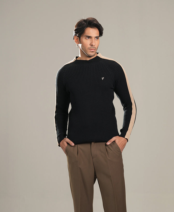 Black & Beige Turtle Neck Sweater