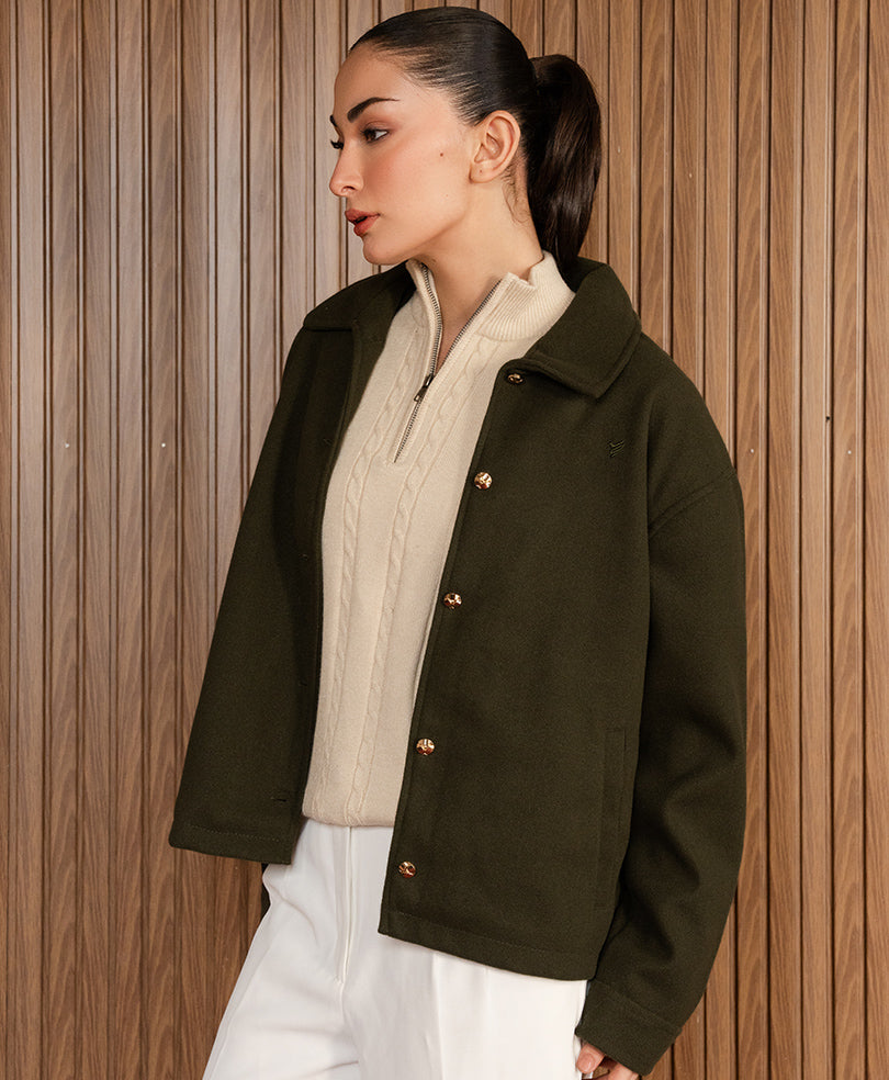 Evening Olive Wool Jacket (Women)