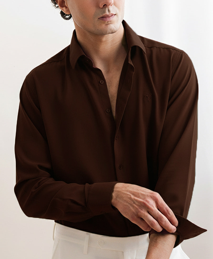 Chocolate Brown Sleek Shirt - FITTED Chocolate Brown Sleek Shirt - FITTED