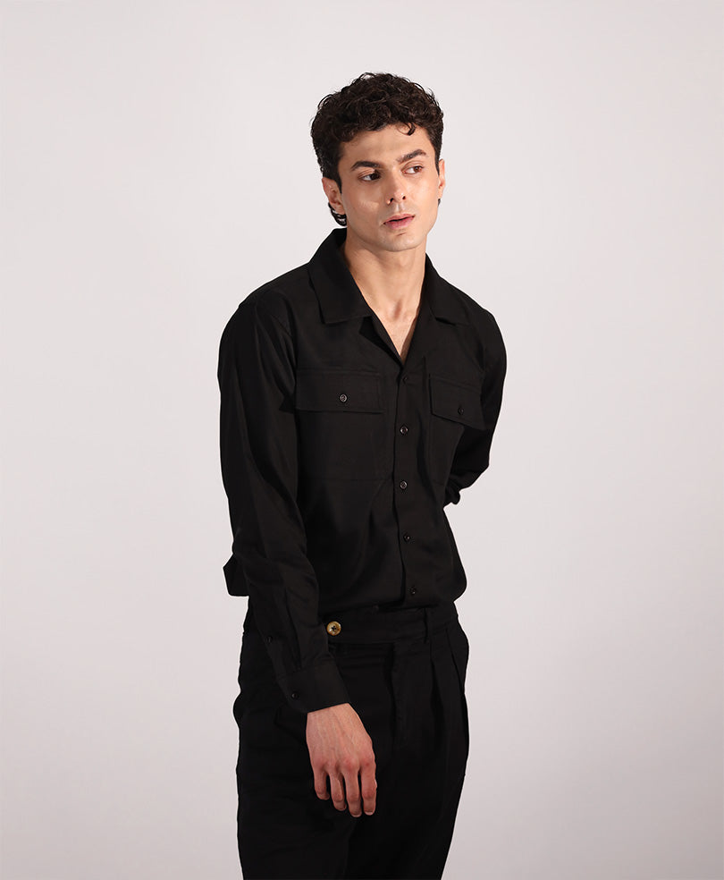 Black Safari Shirt - FITTED