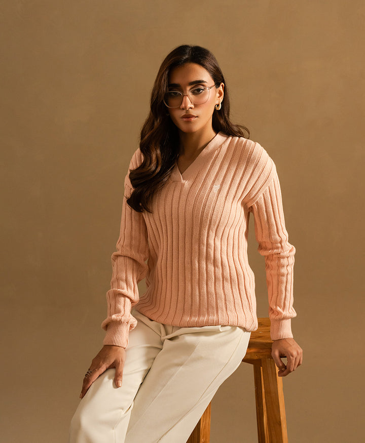 Pink V-Neck Sweater (Women)