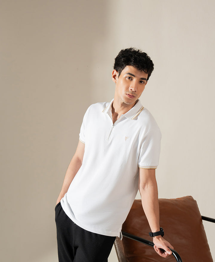 White Classic Zip POLO