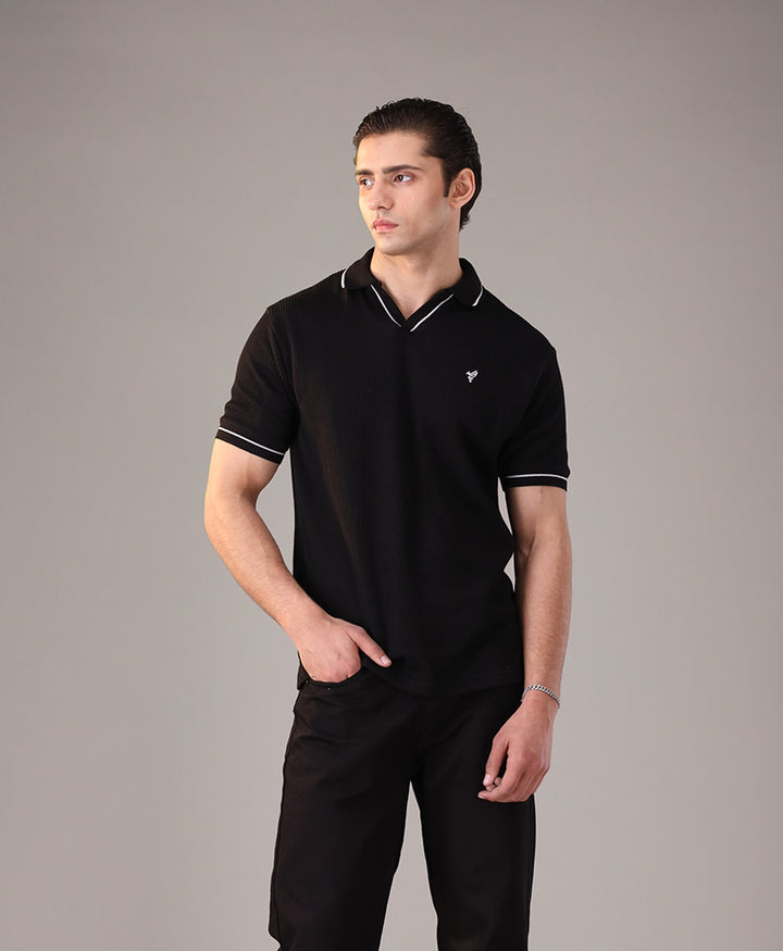 Black French Knit POLO