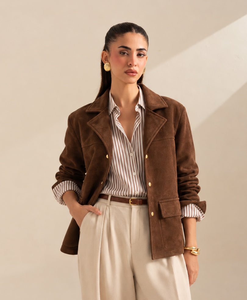 Brown Suede Blazer Jacket (Women)