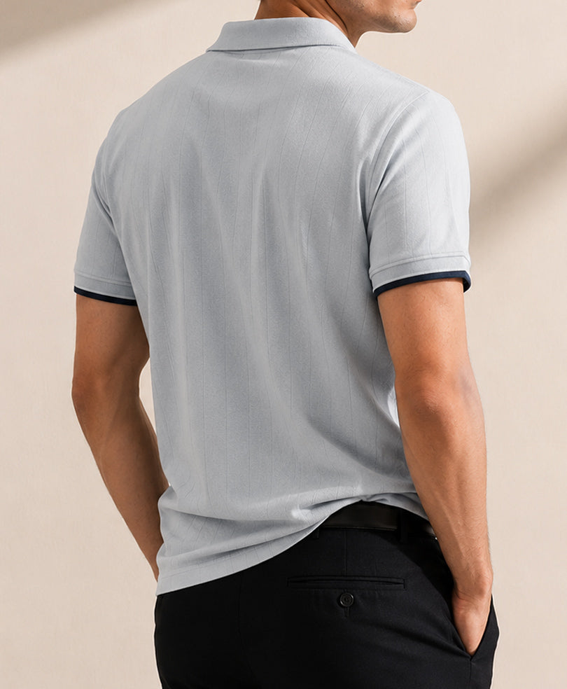 Ballad Blue V-Neck Drop Needle POLO