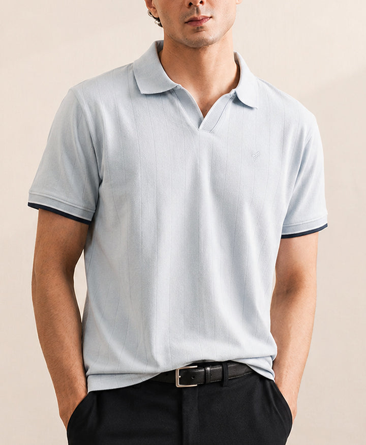 Ballad Blue V-Neck Drop Needle POLO