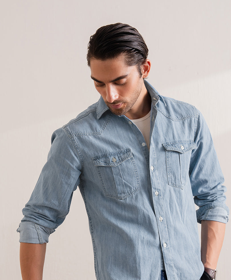 LT Blue Iconic Denim Shirt (Regular Fit)