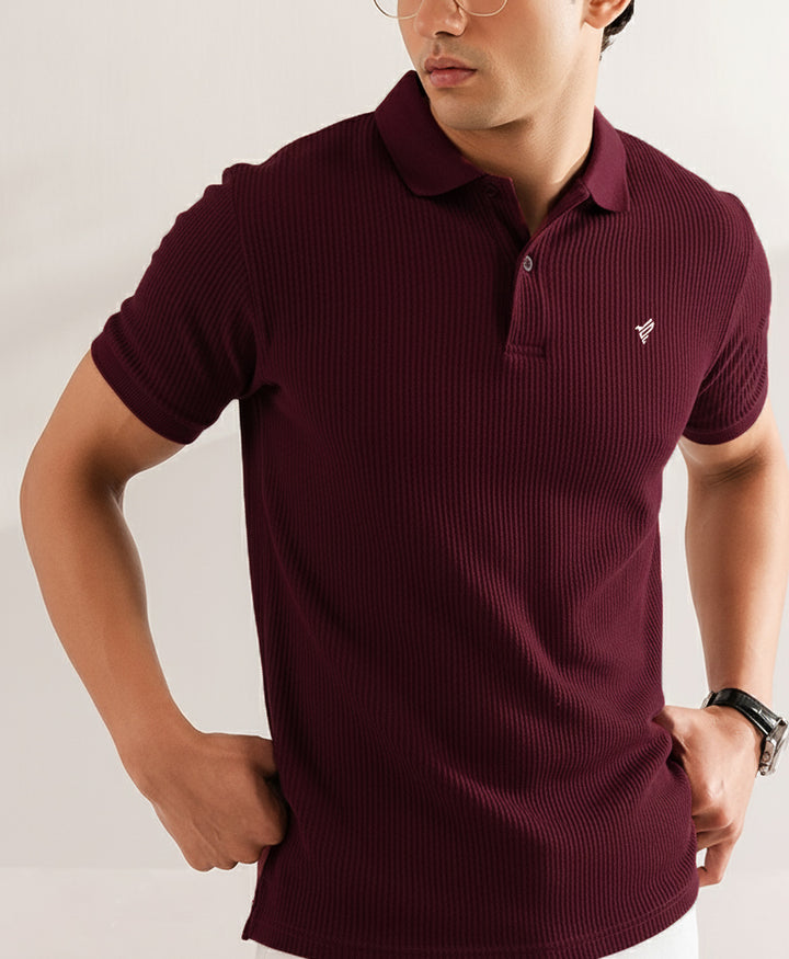 Burgundy Waffle Knit POLO