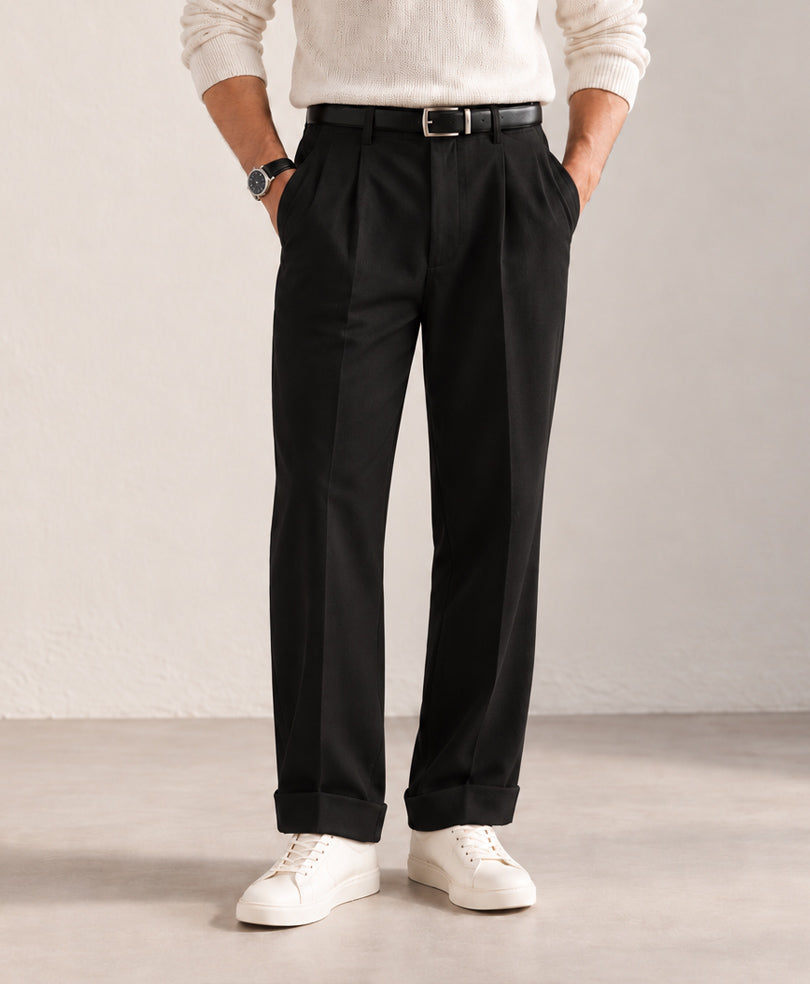 Black Pleated Trouser Pants