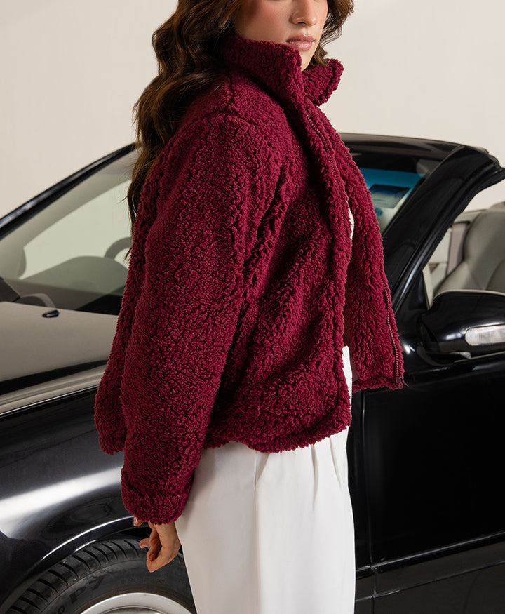 Maroon Sherpa Jacket (Women)