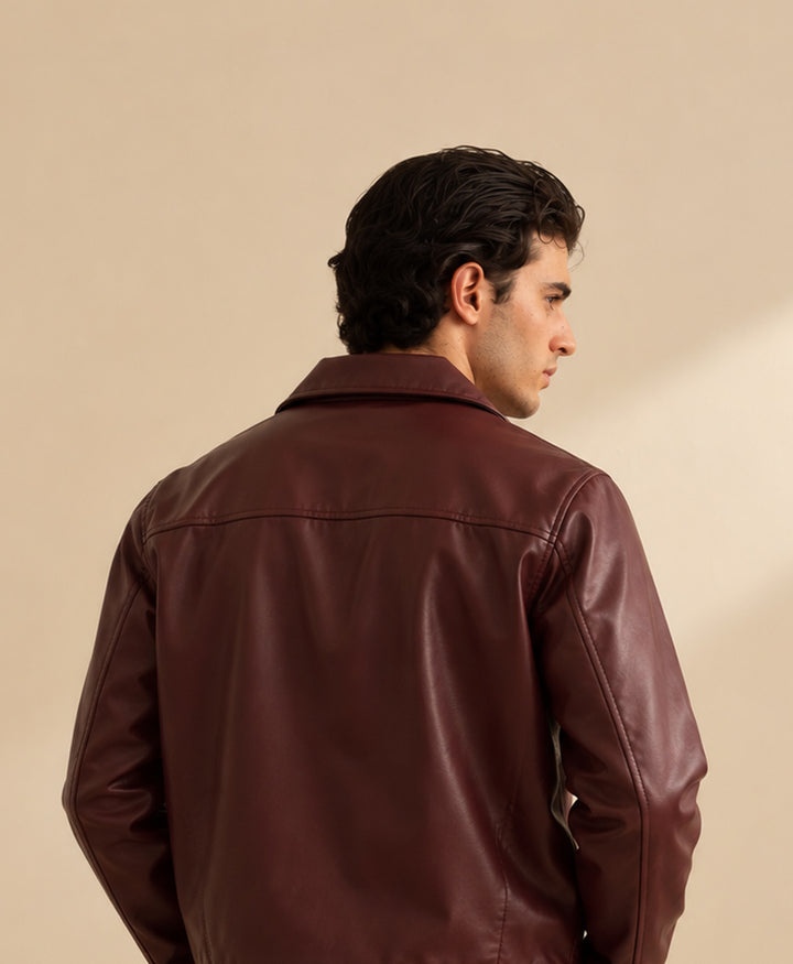 Maroon Crimson Faux Jacket