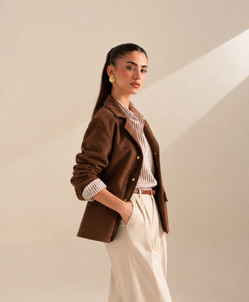 Brown Suede Blazer Jacket (Women)