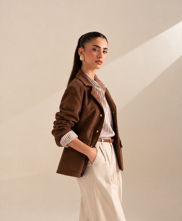 Brown Suede Blazer Jacket (Women)