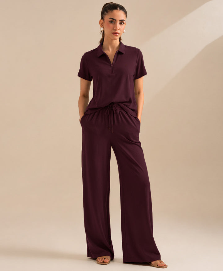 Day Ease Burgundy Zip POLO (Women)
