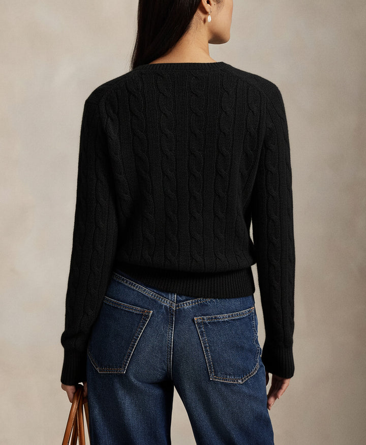 Black Cable Knit Cardigan (Women)