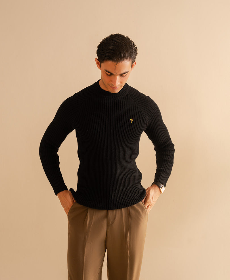 Black Mock Neck Sweater