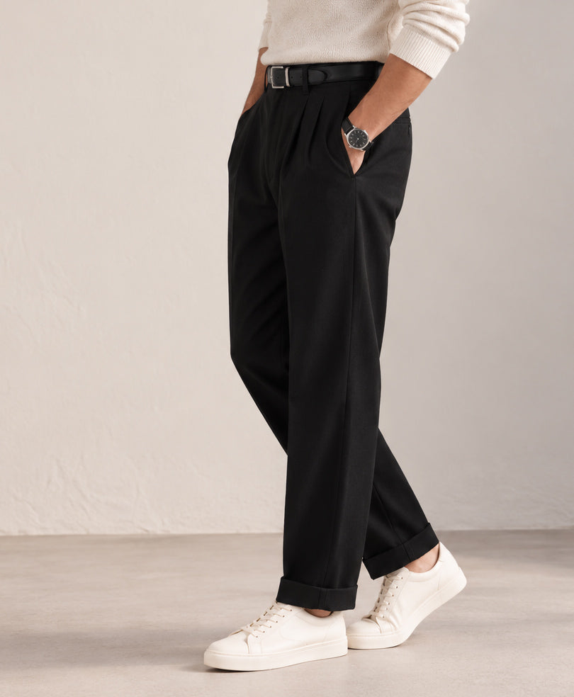 Black Pleated Trouser Pants