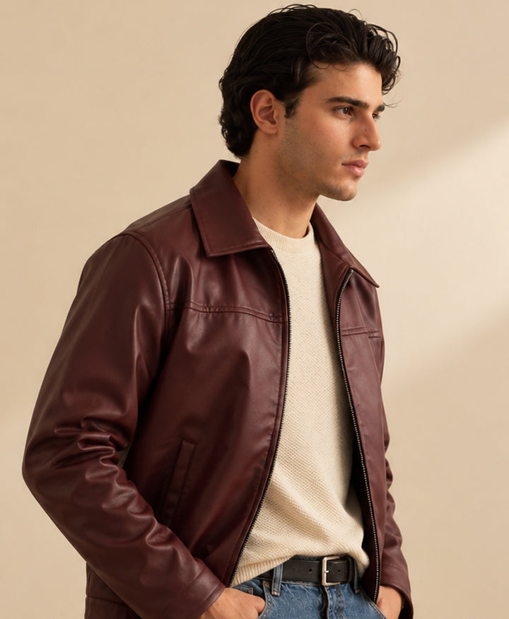 Maroon Crimson Faux Jacket