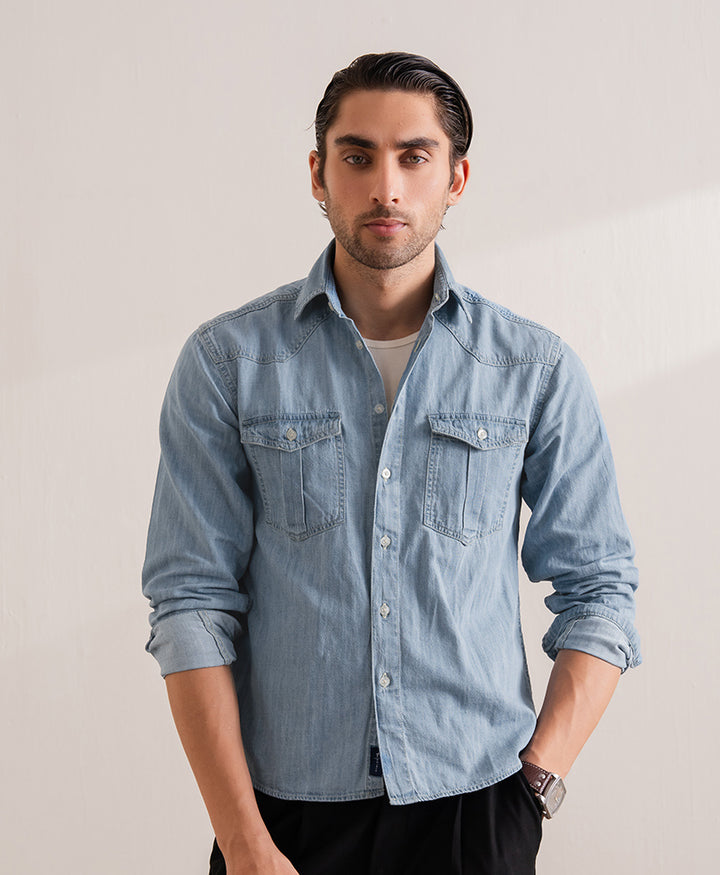 LT Blue Iconic Denim Shirt (Regular Fit)