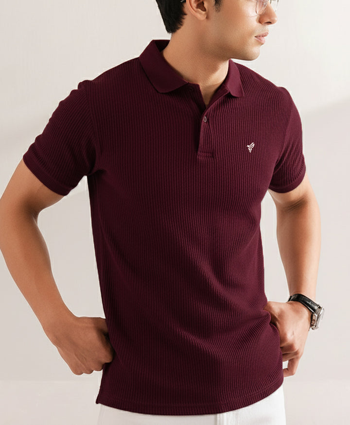 Burgundy Waffle Knit POLO
