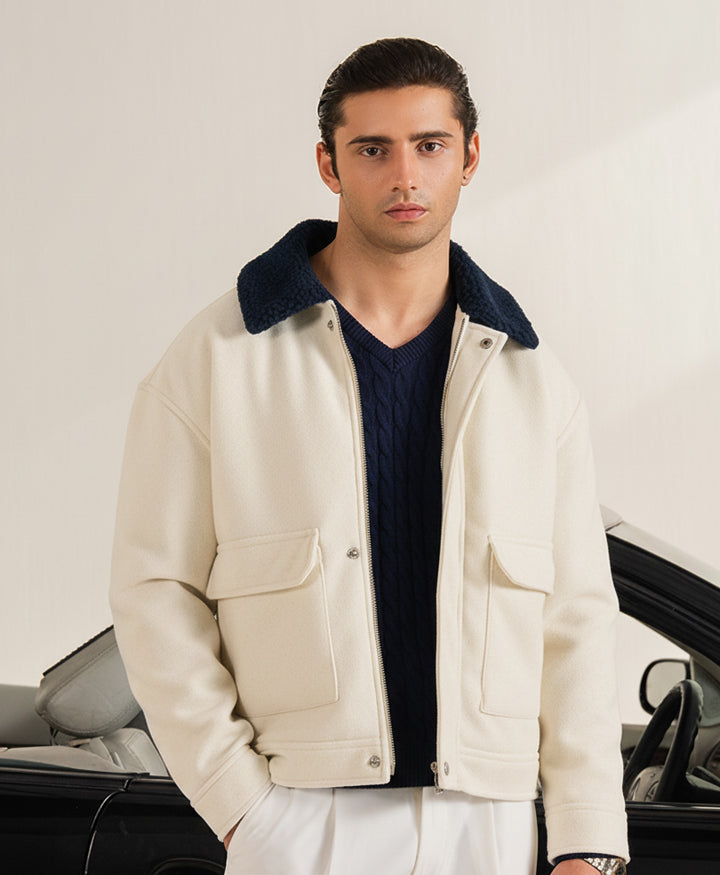 DK Navy Cable Knit V-Neck Sweater