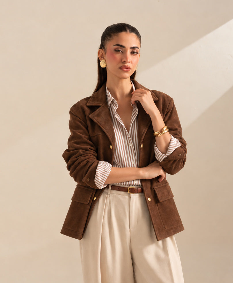 Brown Suede Blazer Jacket (Women)