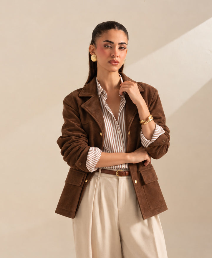 Brown Suede Blazer Jacket (Women)