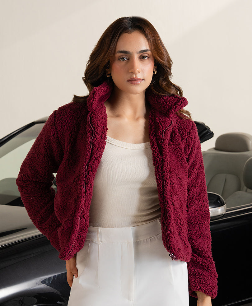 Maroon Sherpa Jacket (Women)