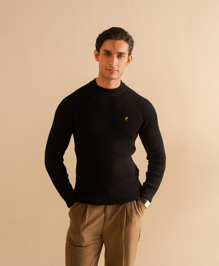 Black Mock Neck Sweater