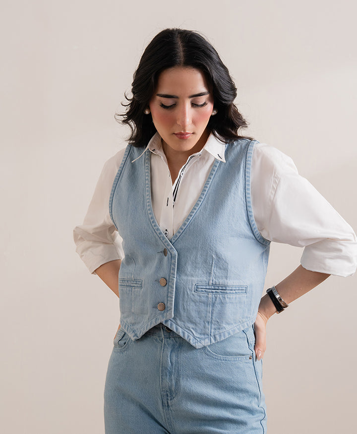 Blue Denim Waistcoat (Women)