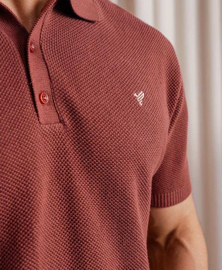 Rustic Maroon Basic Mesh knitted POLO