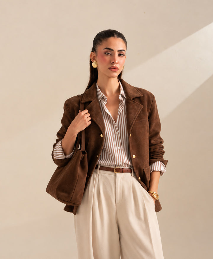 Brown Suede Blazer Jacket (Women)