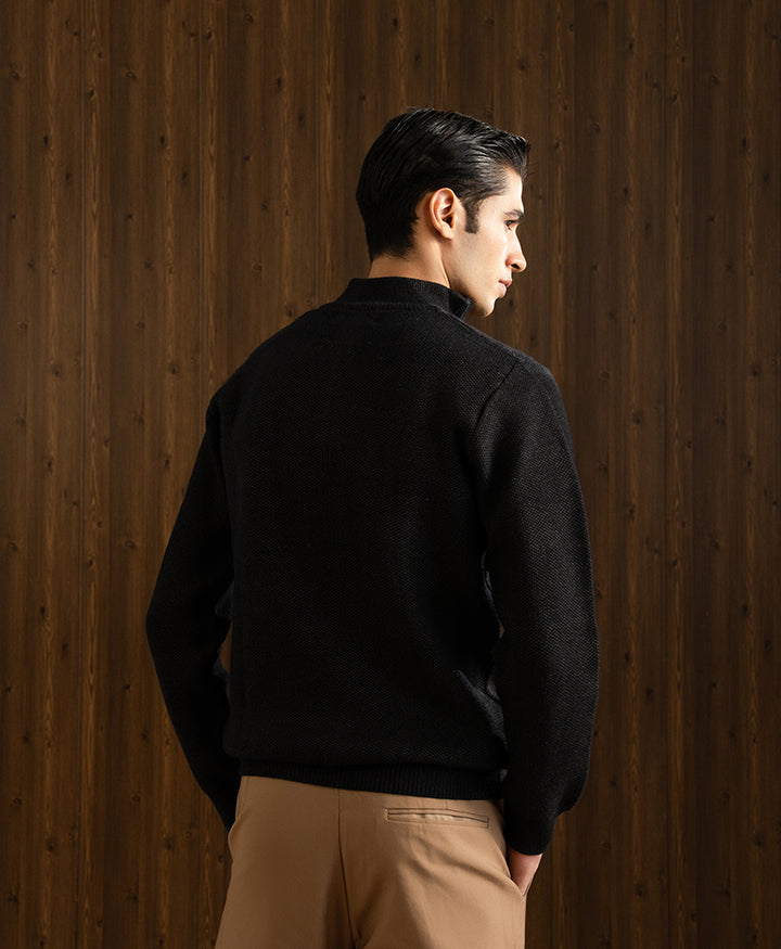 Milange Black Mesh Knit Sweater