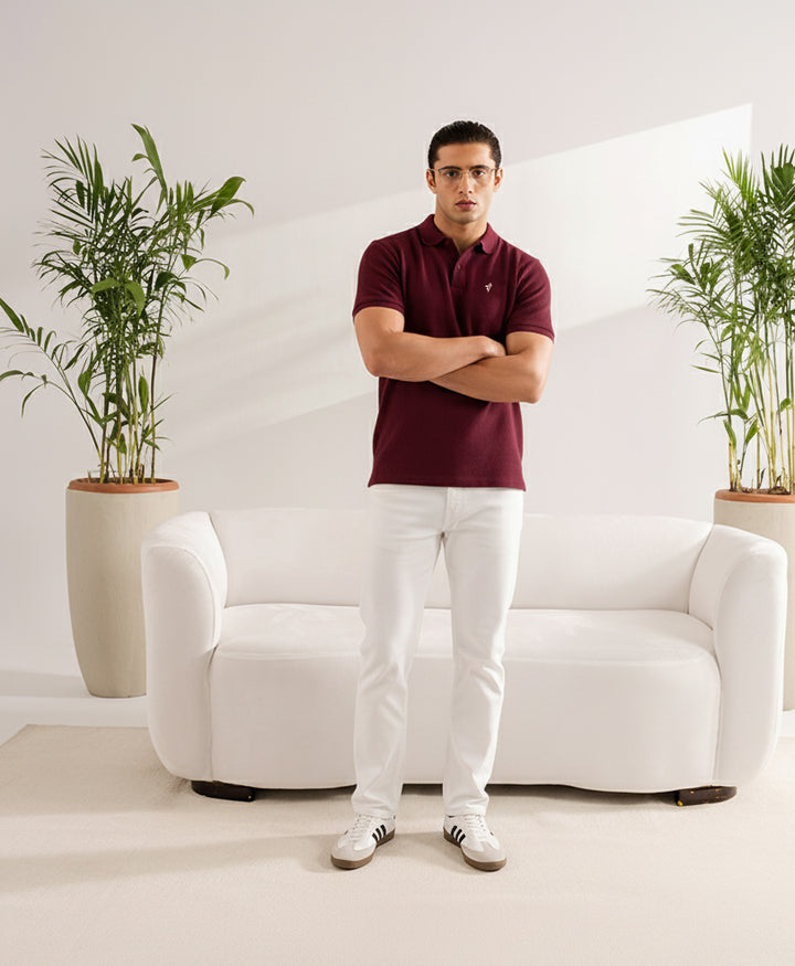 Burgundy Waffle Knit POLO