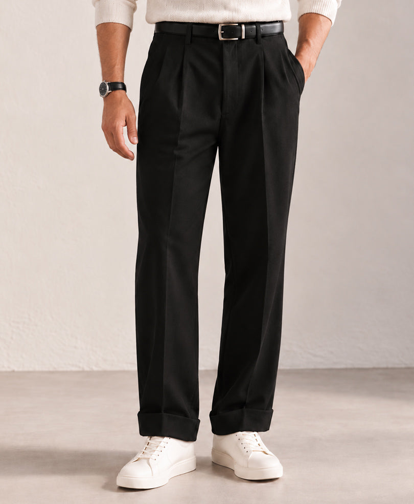 Black Pleated Trouser Pants