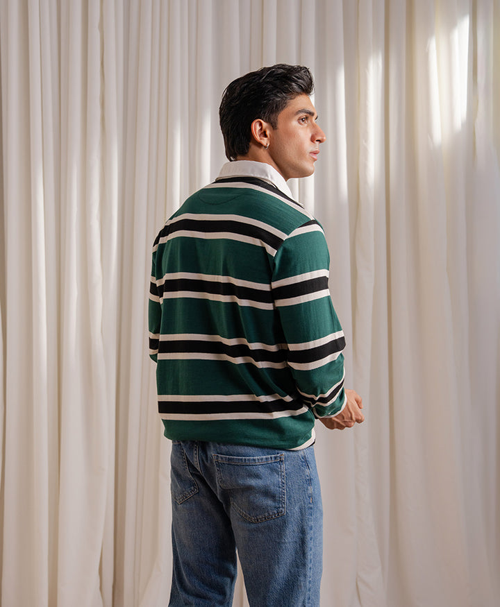 Green Monaco Stripe Rugby