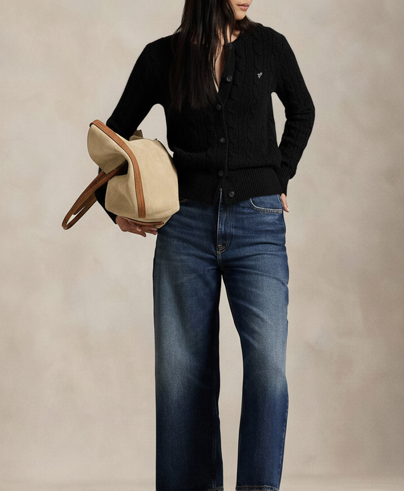 Black Cable Knit Cardigan (Women)