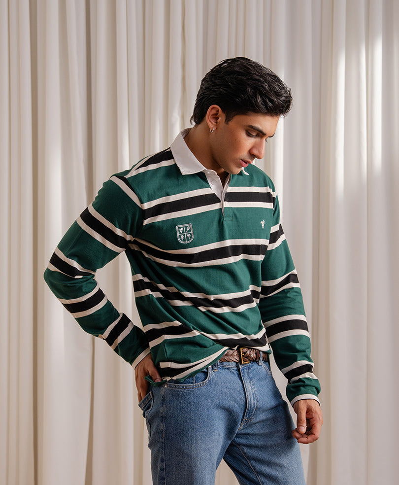 Green Monaco Stripe Rugby