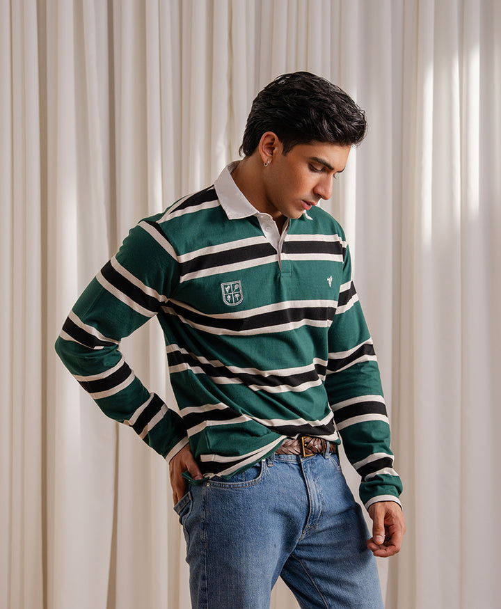 Green Monaco Stripe Rugby