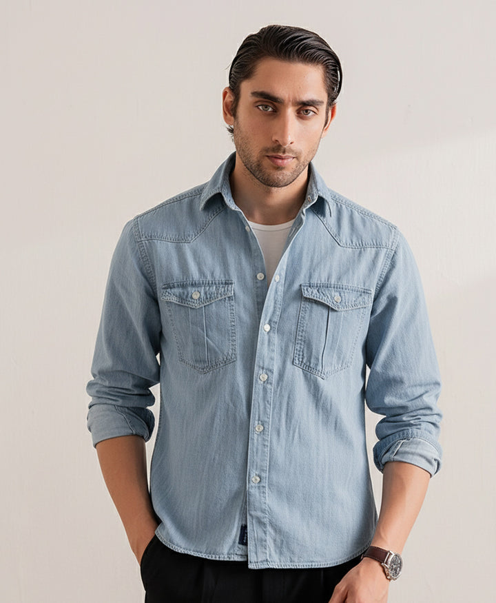 LT Blue Iconic Denim Shirt (Regular Fit)