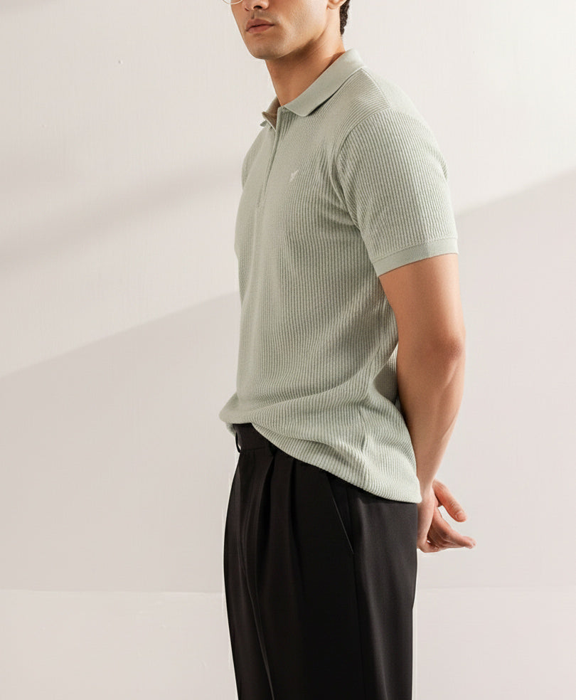 Mint Waffle Zip POLO