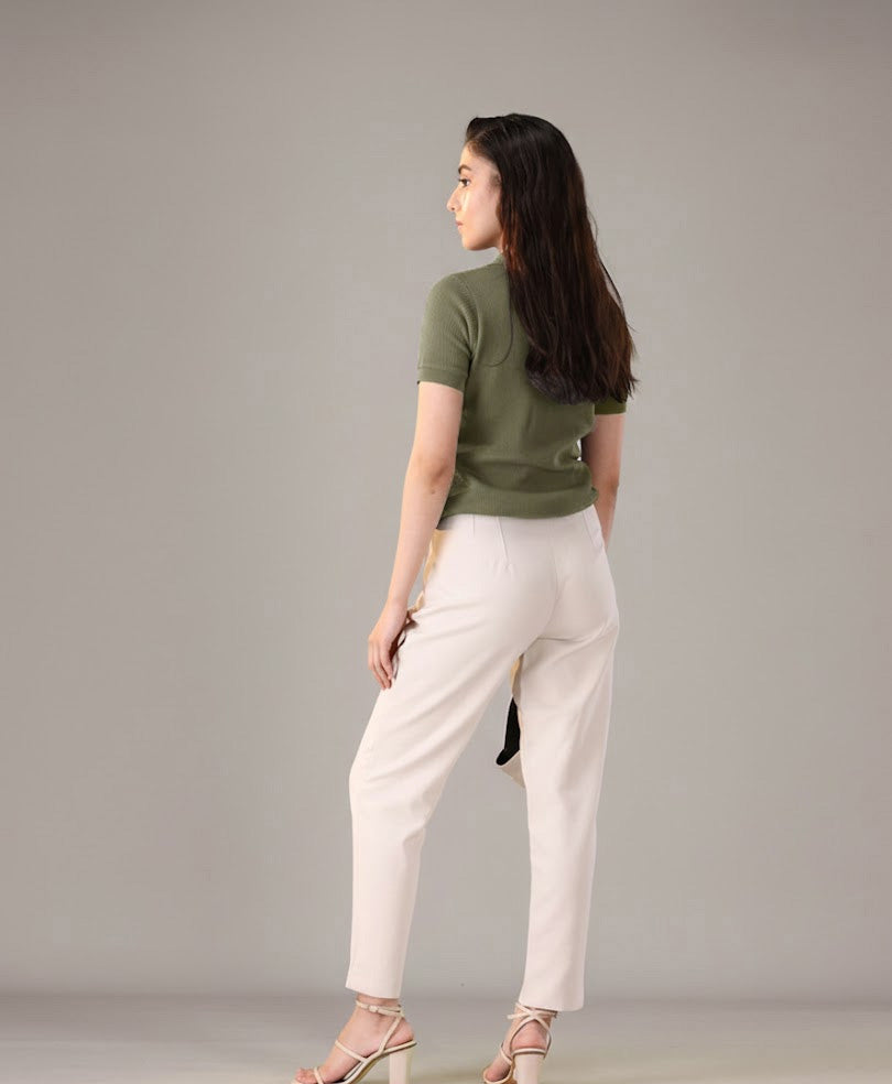 Olive Waffle Knit POLO (Women)